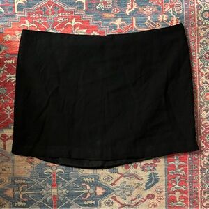 h&m black linen blend basic black mini skirt 14